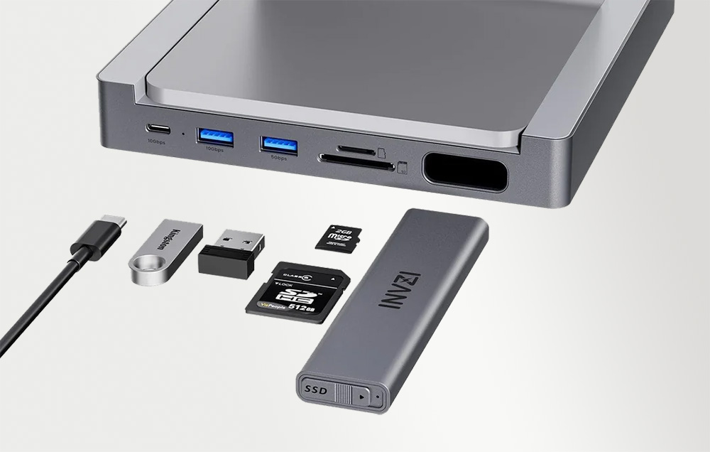 INVZI MagHub 8-in-1 USB-C Docking Station / Hub for iMac with SSD Bay  (Gray) 