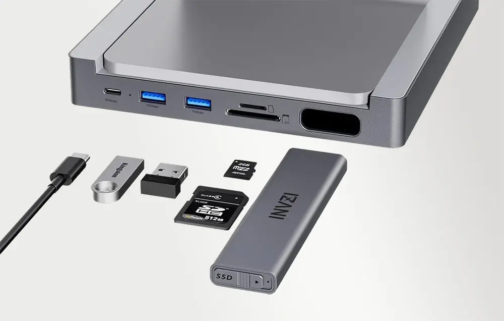 INVZI MagHub 8-in-1 USB-C Docking Station / Hub for iMac with SSD Bay (Gray)